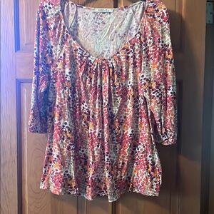 Vince Camuto Relaxed Tie Front Blouse in Red and Pink